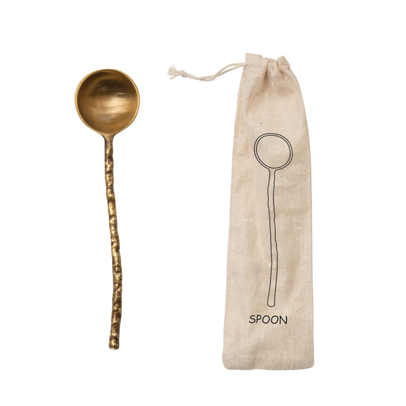 Brass Serving Spoon with Hammered Handle