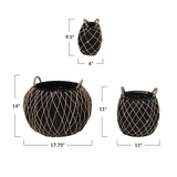 Hand-Woven Seagrass Baskets with Handles - Three Sizes