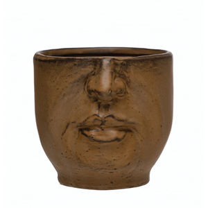 Stoneware Planter with Face