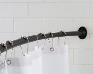 Curved Adjustable Shower Curtain Rod - Black