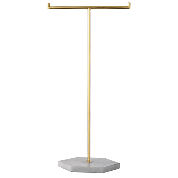 Large Gold Jewelry Stand with Marble Base