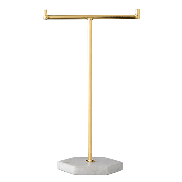 Small Gold Jewelry Stand with Marble Base