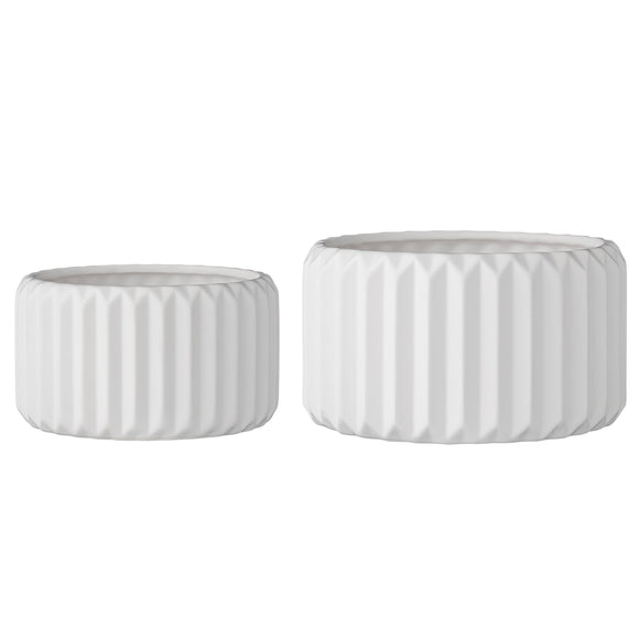 Stoneware Fluted Planters - Two Sizes Available