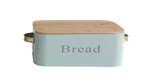 Small Blue Bread Bin with Bamboo Lid