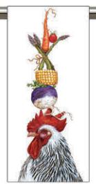 Rooster With Veggie Stack Kitchen Towel