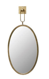 Framed Oval Wall Mirror with Bracket - Antique Gold Finish