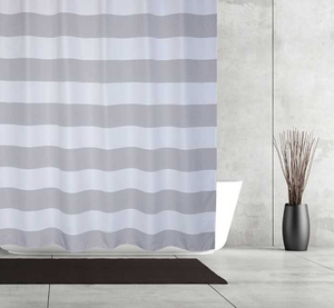 Queen Stripe Shower Curtain - Grey/White