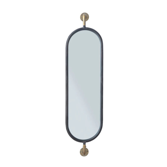 Metal Wall Mirror with Gold Brackets