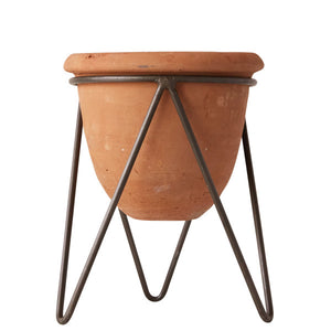Terra-Cotta Planter with Metal Stand