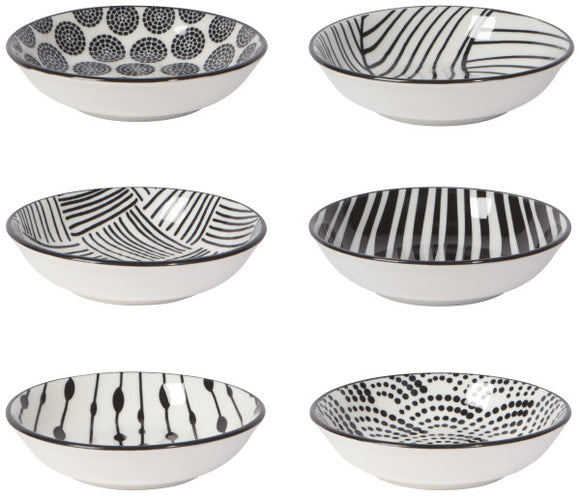 Bits & Dots Stamped Porcelain Pinch Bowl - Set of 6